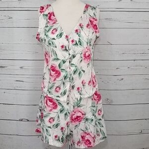 Vintage 80's Satin Rose Women's‎ Pajama Set Small
